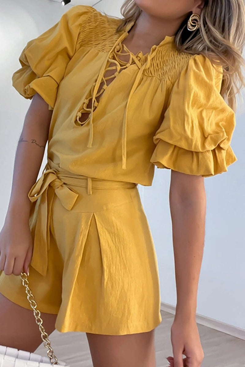 Esterina® | Elegant Romper With Ruffle Sleeves And High Waist