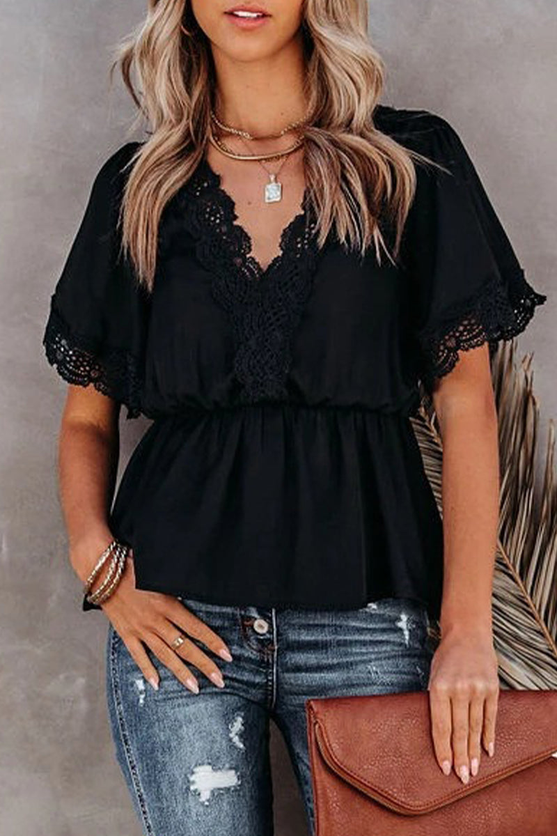 Rita® | Casual Loose V-Neck Lace Blouse