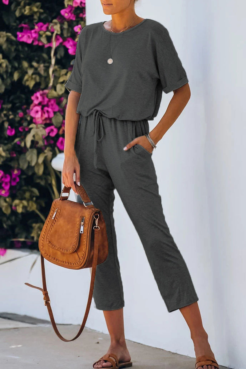 Jacqueline | Casual plain plain O-neck regular jumpsuits