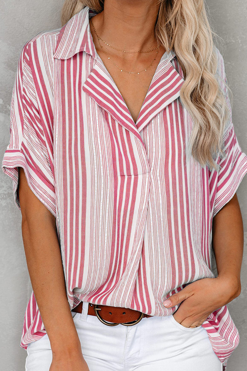 Ofelia® | Elegant Casual Striped Blouse With Turn-Down Collar