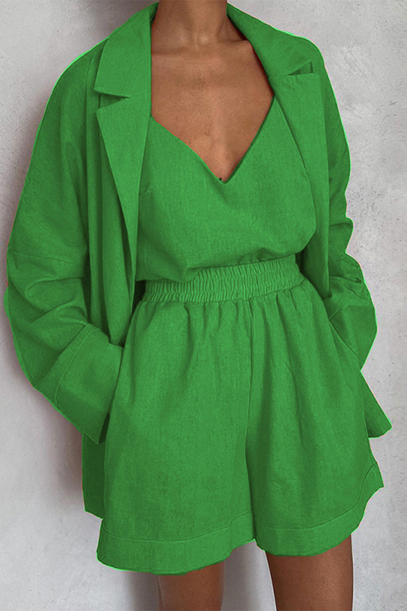 Mariola | Casual solid color bag with turn-down collar, long sleeves, three pieces