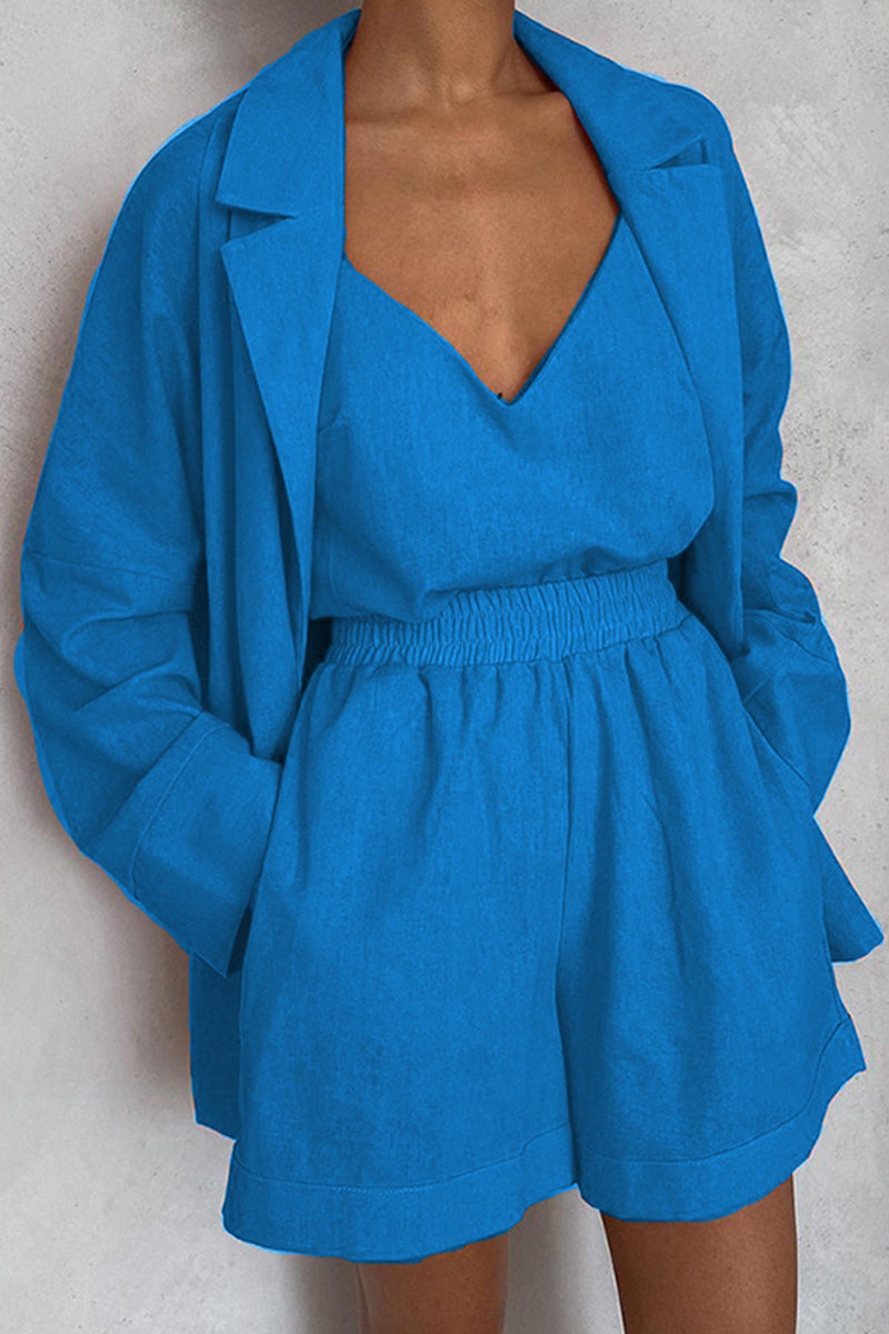 Mariola | Casual solid color bag with turn-down collar, long sleeves, three pieces