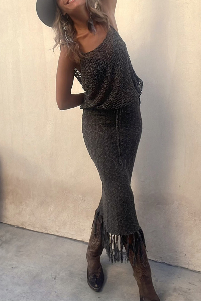 Katelyn® | Sheer Mesh Beach Cover-Up With Fringe Skirt Set