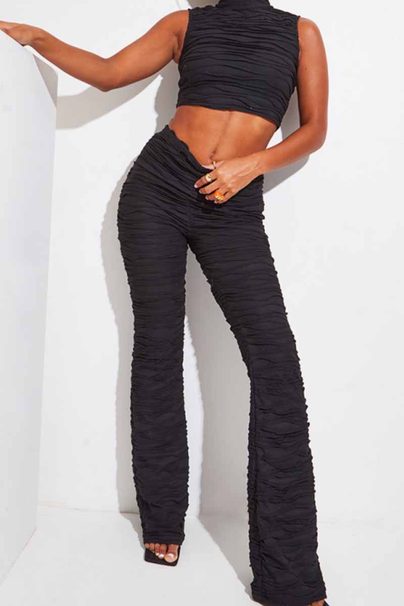 Fabiana® | Elegant Sleeveless Pleated Top And Wide-Legged Pants Set