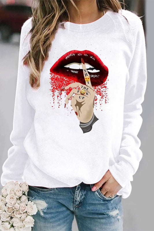 Merced | Casual lip printed O-neck tops