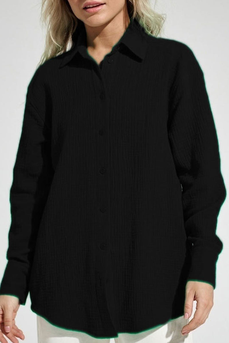 Nadia | Elegant tops with a plain turn-down collar