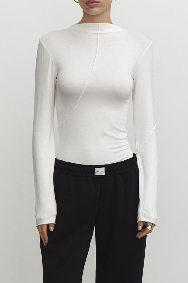 Nancy | Casual plain solid color half turtleneck tops
