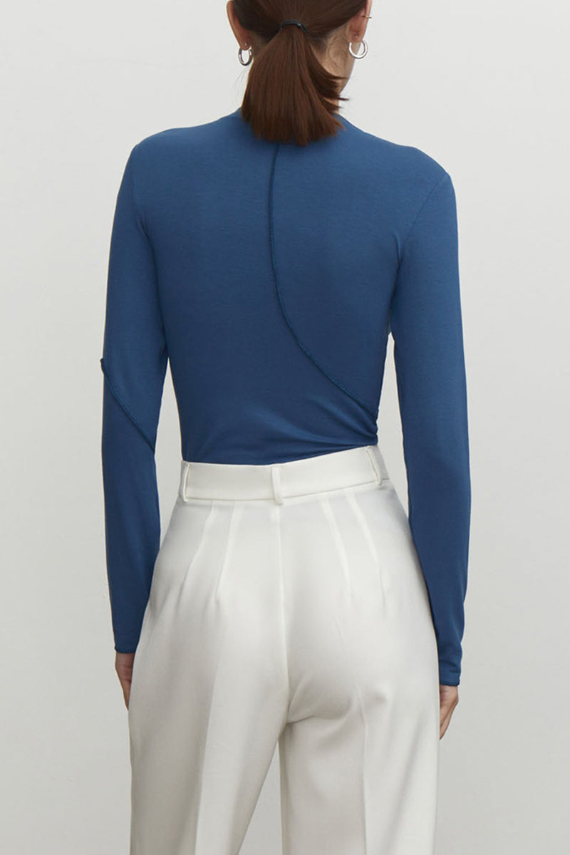 Nancy | Casual plain solid color half turtleneck tops