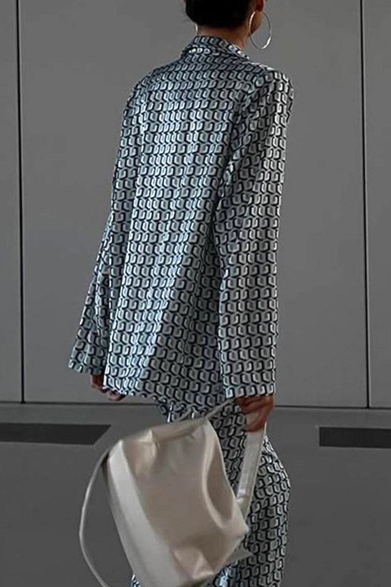 Natividad | Casual Street Animal Print Patchwork Turndown Collar Long Sleeve Two Piece Suit