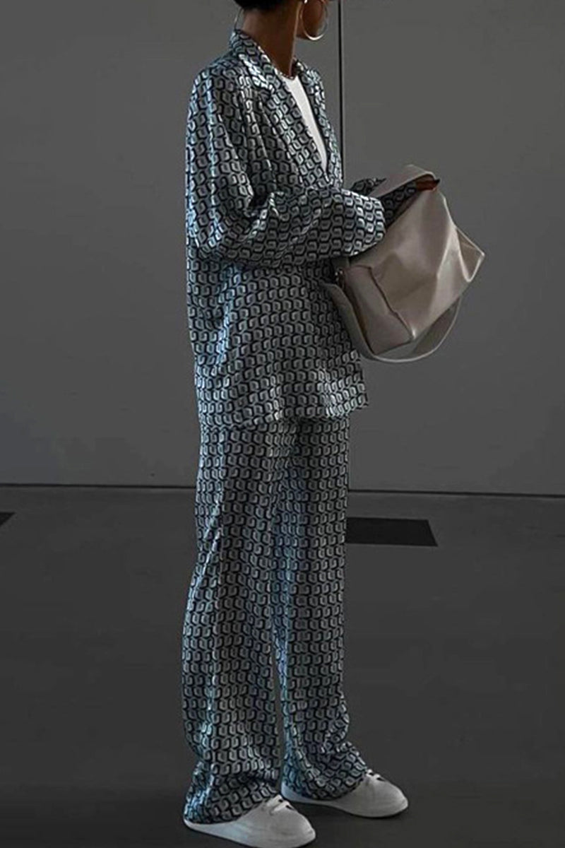Natividad | Casual Street Animal Print Patchwork Turndown Collar Long Sleeve Two Piece Suit