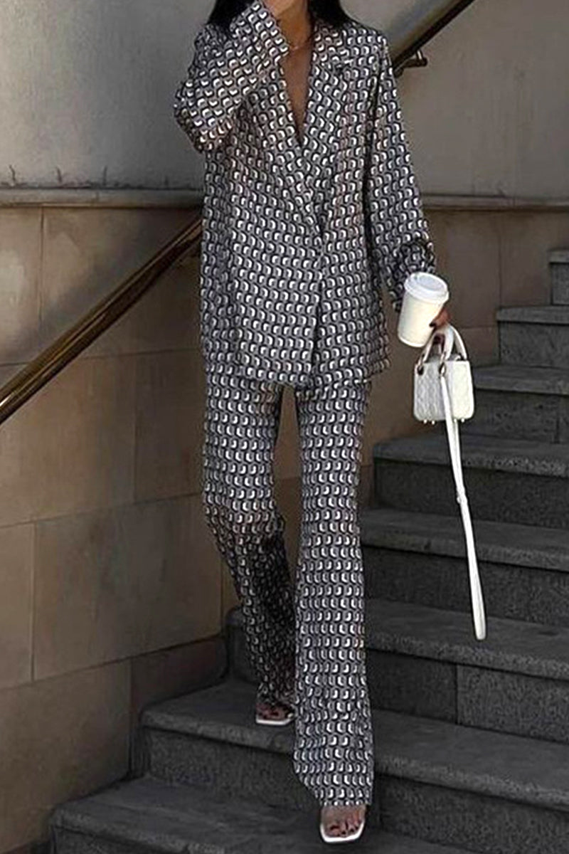 Natividad | Casual Street Animal Print Patchwork Turndown Collar Long Sleeve Two Piece Suit