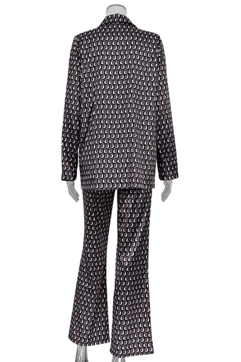 Natividad | Casual Street Animal Print Patchwork Turndown Collar Long Sleeve Two Piece Suit