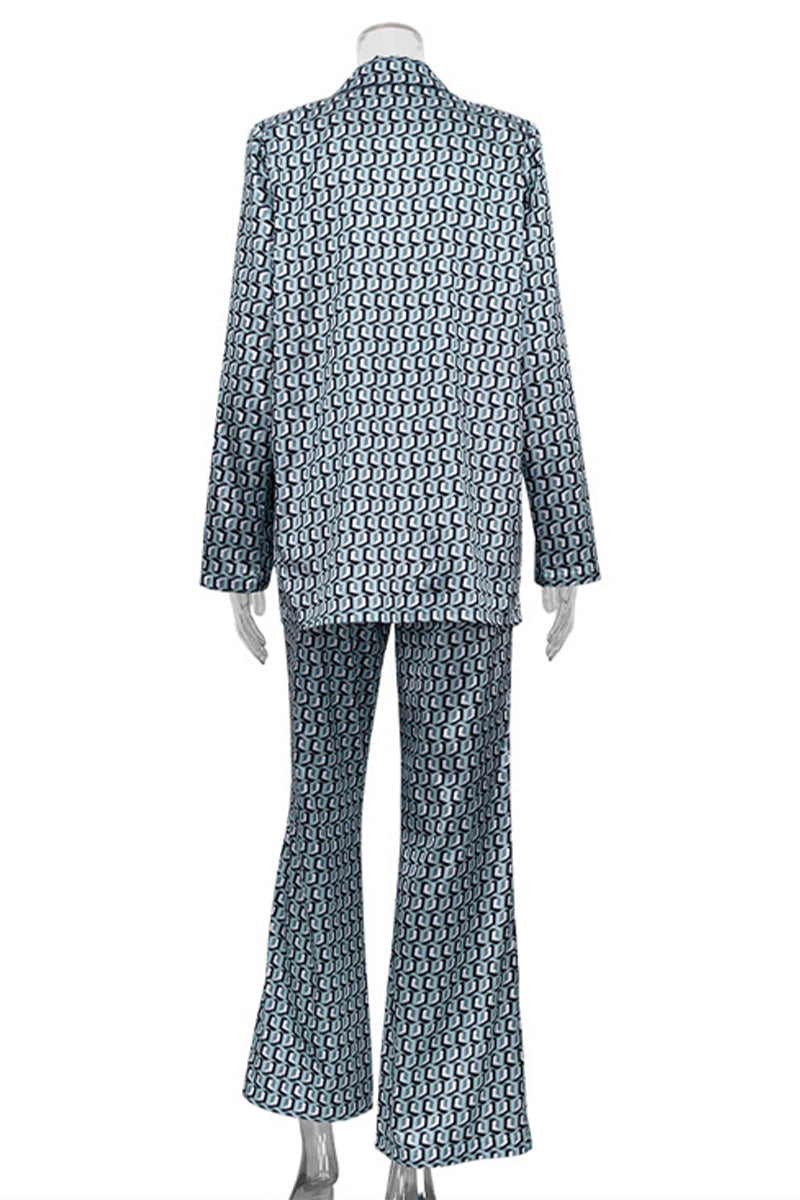 Natividad | Casual Street Animal Print Patchwork Turndown Collar Long Sleeve Two Piece Suit