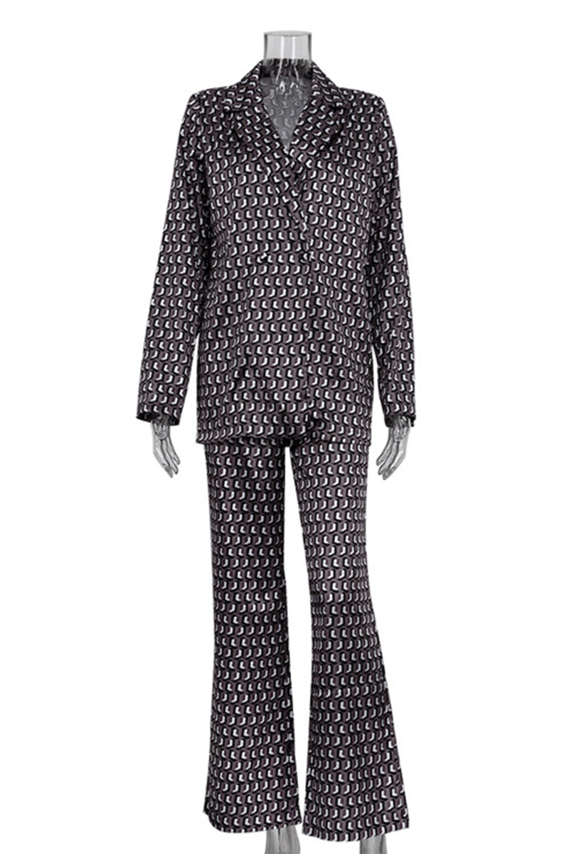 Natividad | Casual Street Animal Print Patchwork Turndown Collar Long Sleeve Two Piece Suit