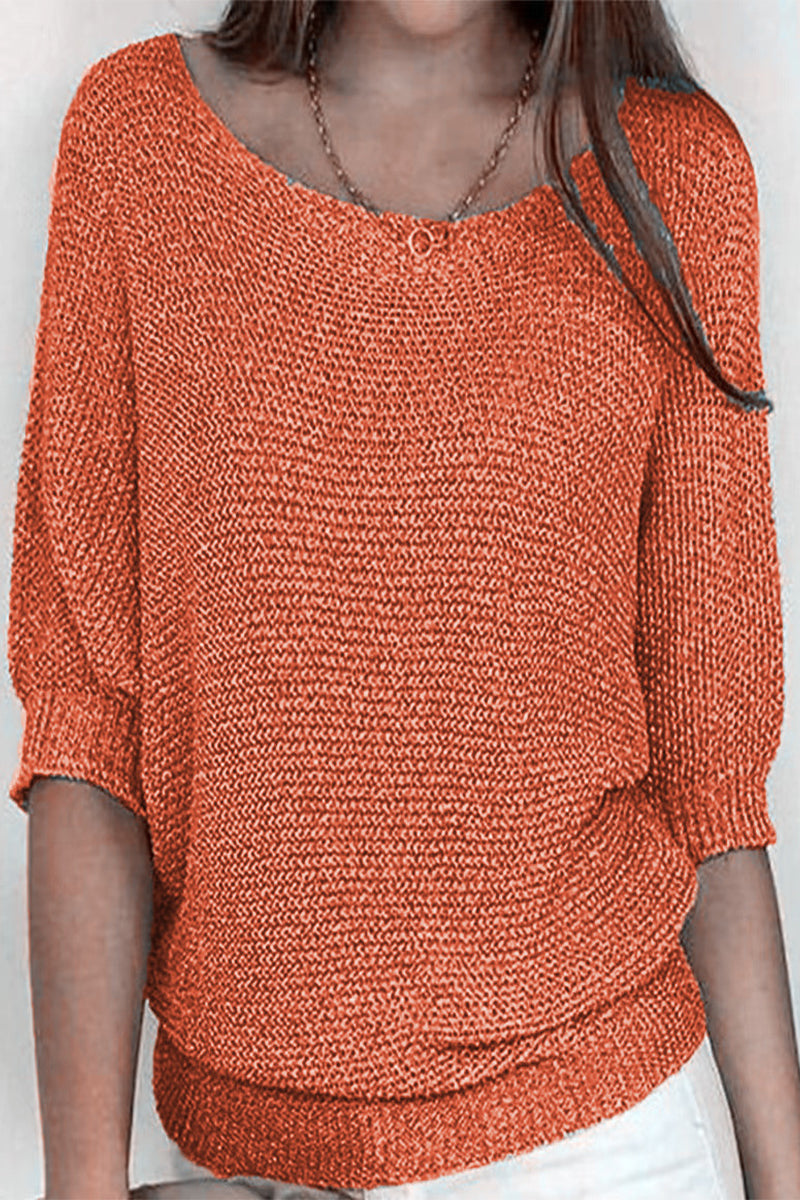 Octavia | Casual plain plain O-neck tops