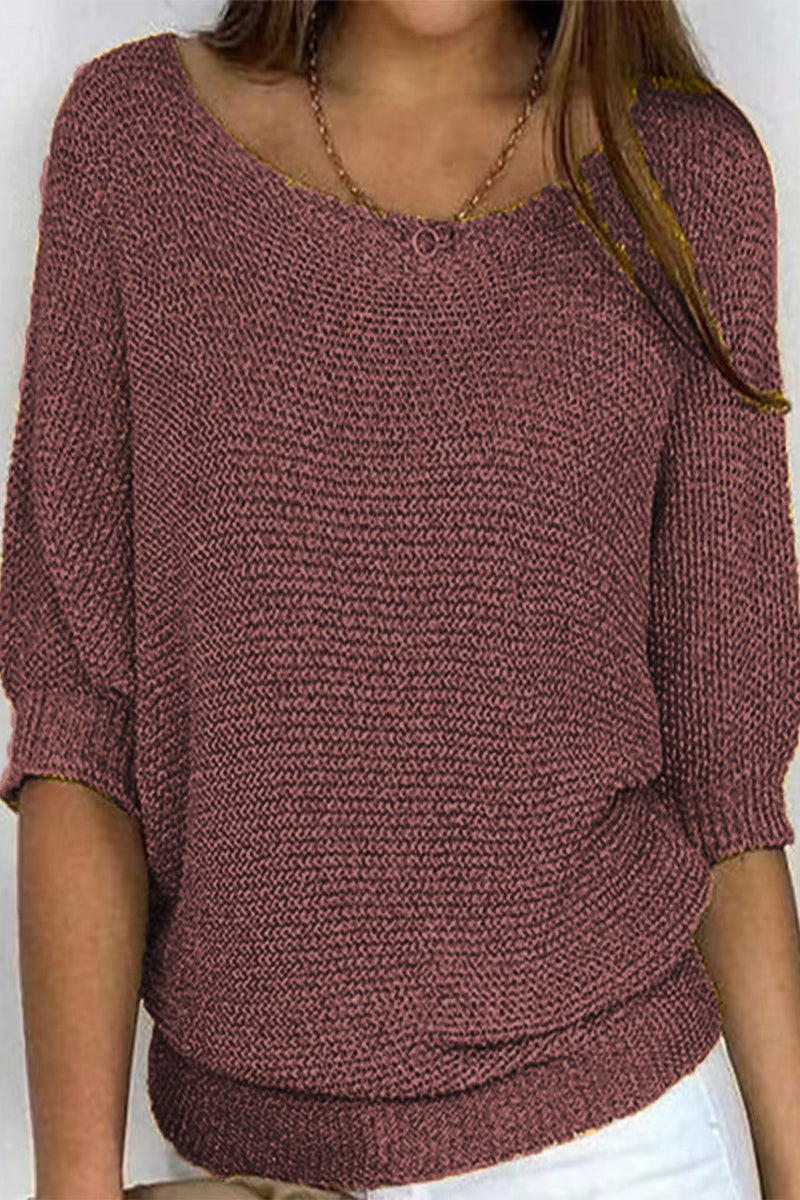 Octavia | Casual plain plain O-neck tops