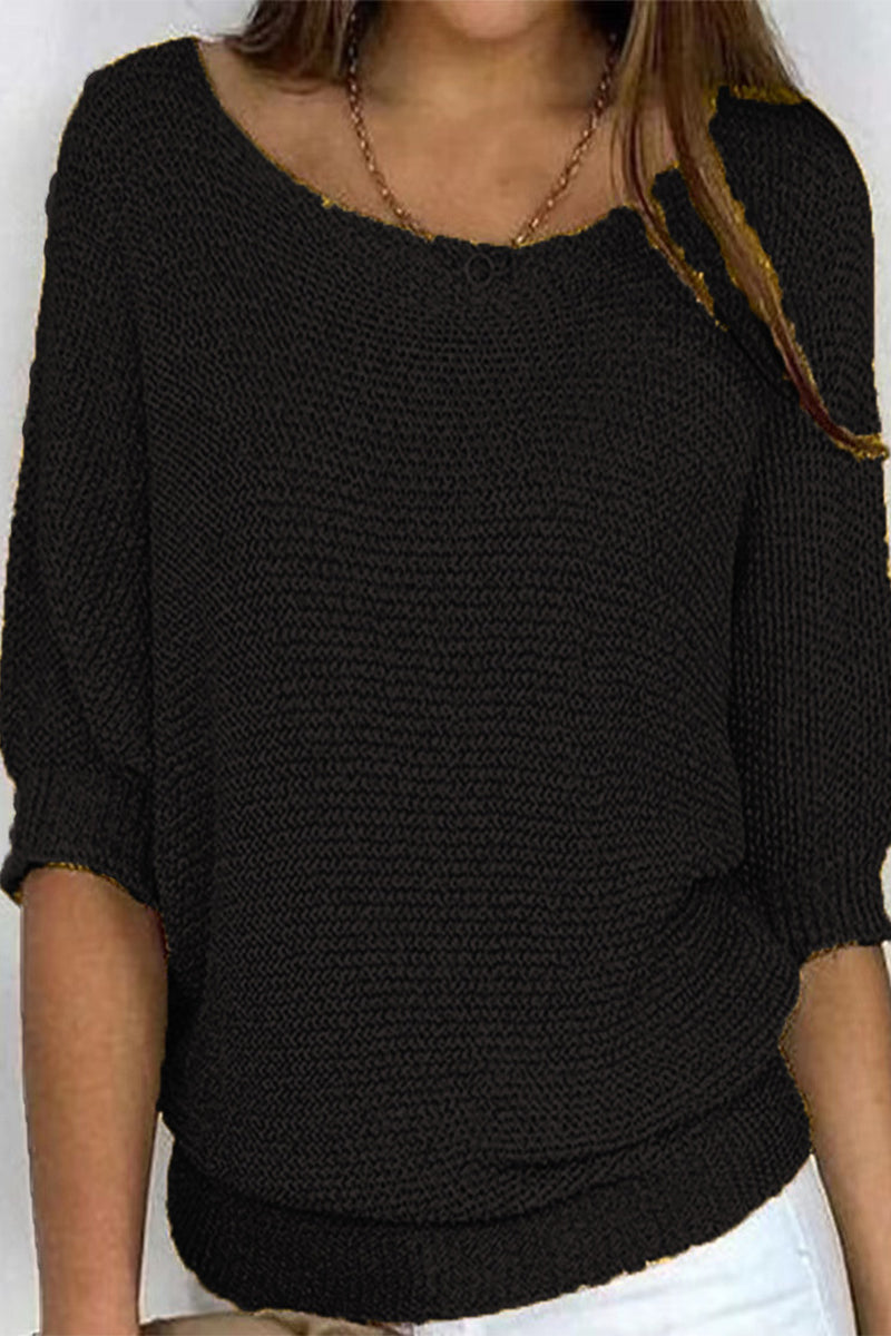 Octavia | Casual plain plain O-neck tops