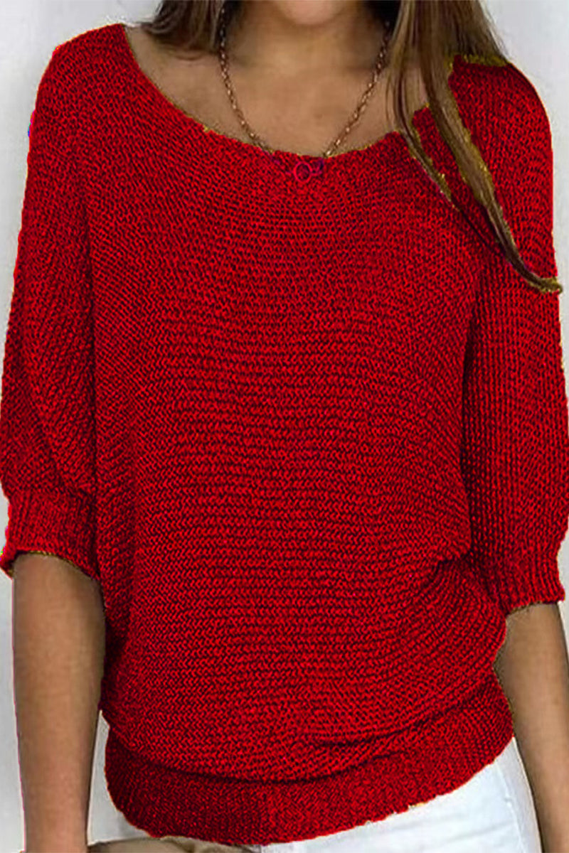 Octavia | Casual plain plain O-neck tops