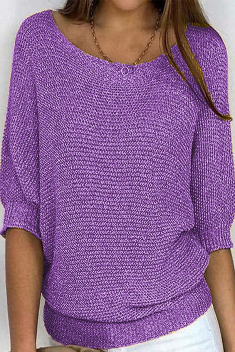 Octavia | Casual plain plain O-neck tops