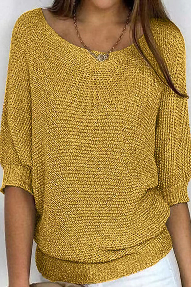 Octavia | Casual plain plain O-neck tops