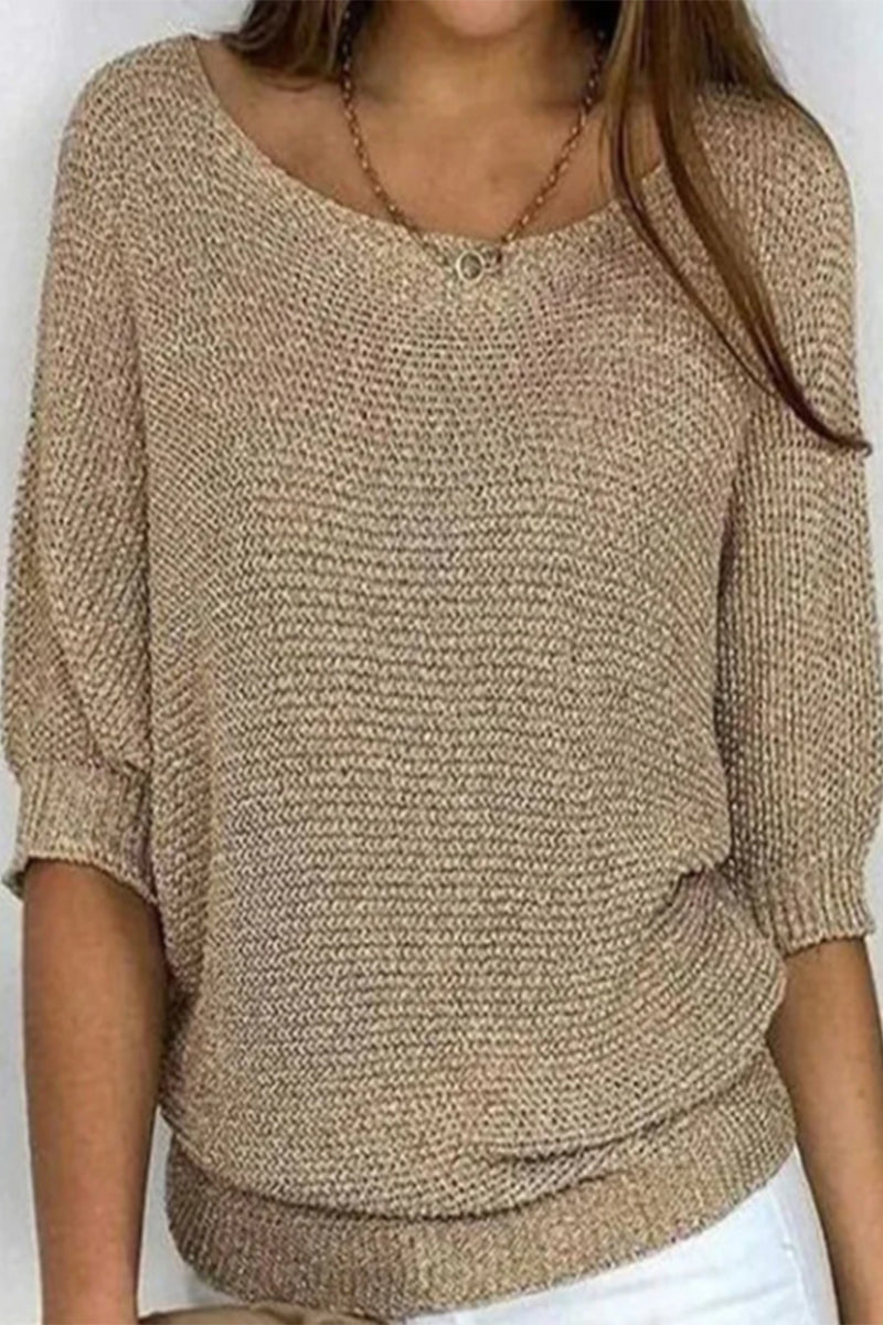 Octavia | Casual plain plain O-neck tops