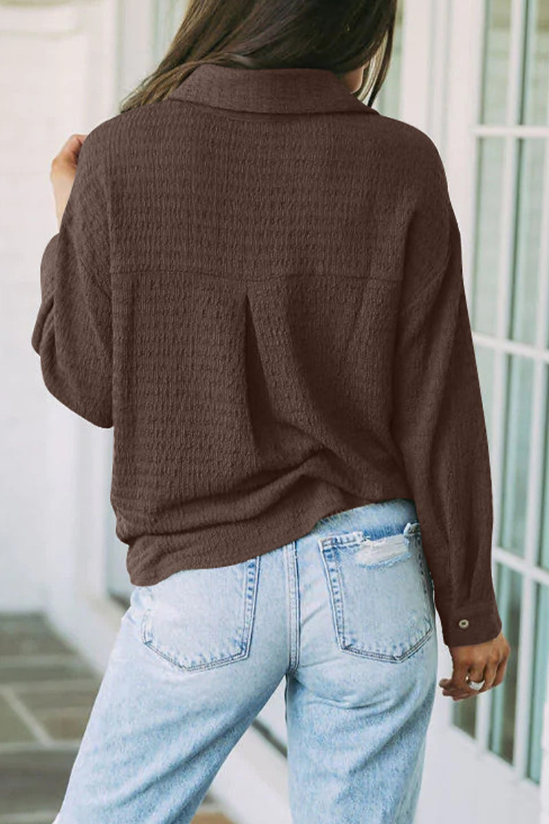 Olga | Simple tops with a plain turn-down collar and pockets