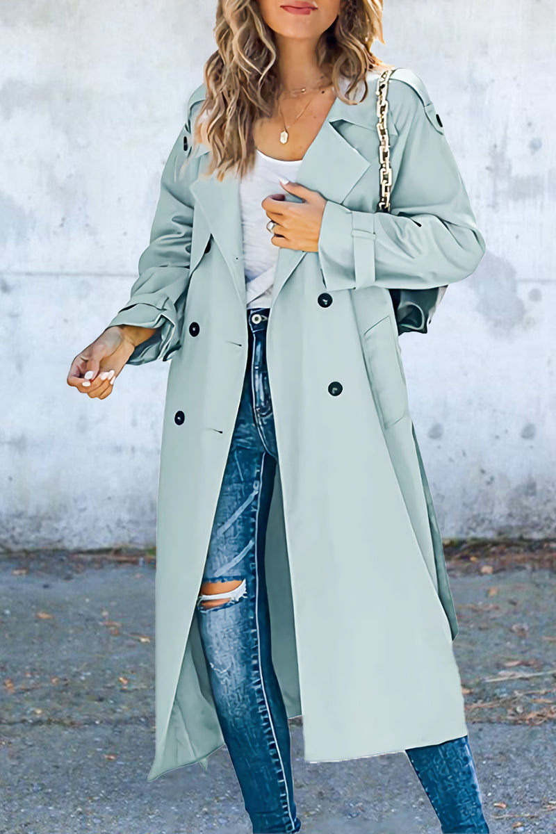 Oriana | Work Solid Patchwork Turn-Down Collar Outerwear