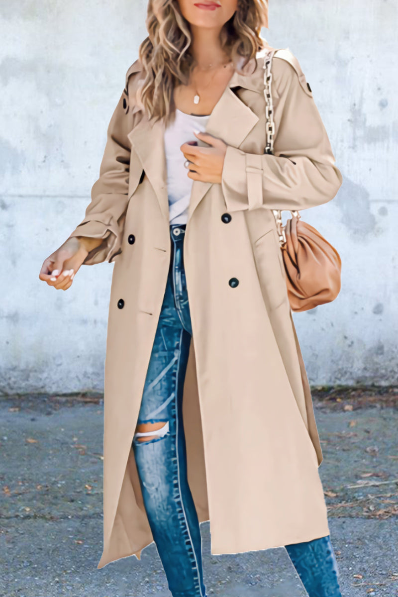 Oriana | Work Solid Patchwork Turn-Down Collar Outerwear