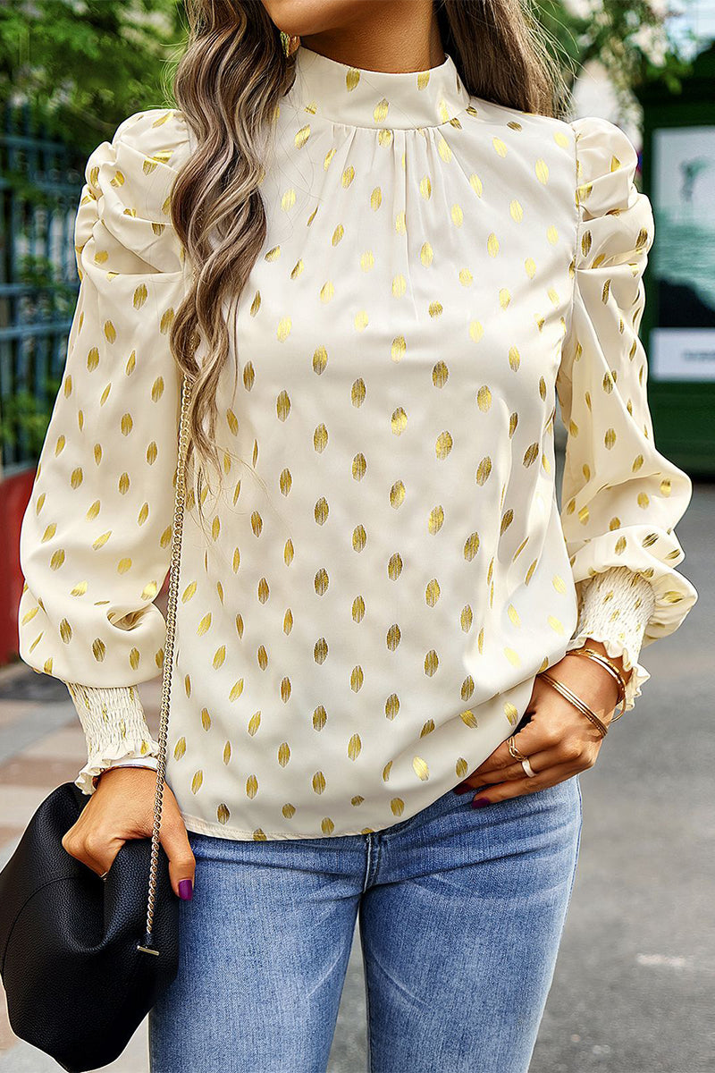 Marilena® | Elegant High-Neck, Long-Sleeved Polka Dot Blouse