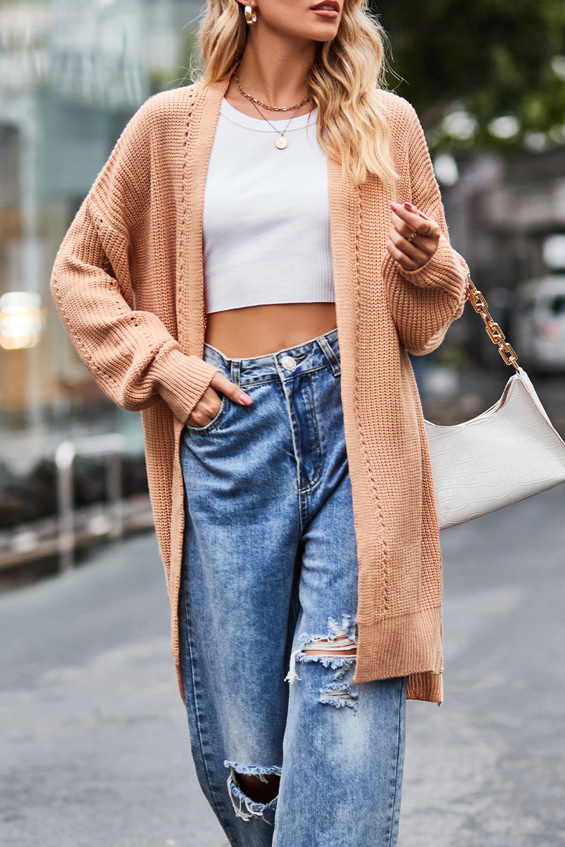 Sonia | Street Solid Pocket Cardigan Collar Tops