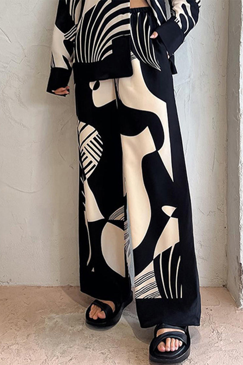 Sofia | Casual two-piece turn-down collar with geometric print and pocket