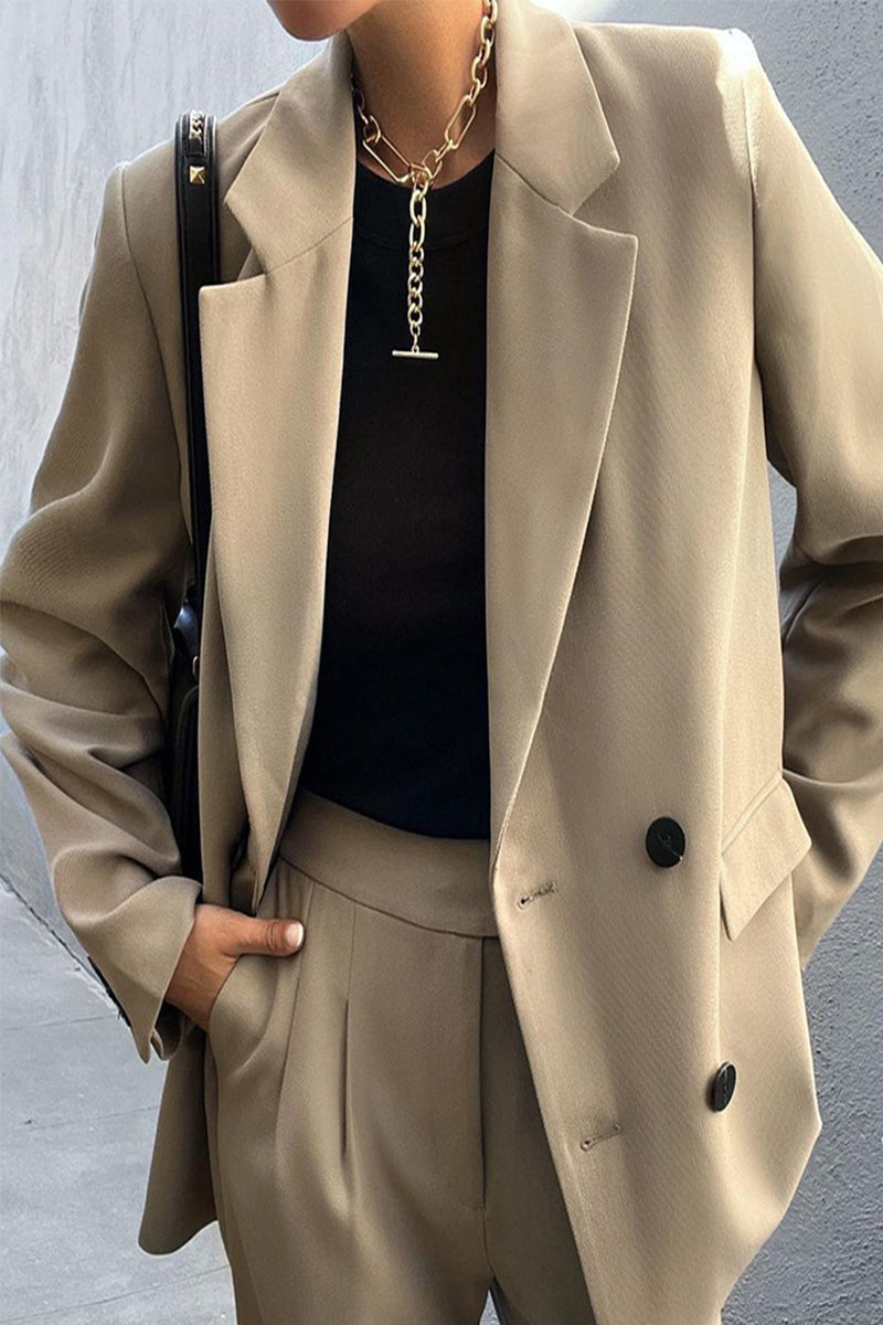 Victoria | Elegant solid color buttons, reversible collar, long sleeves, two piece