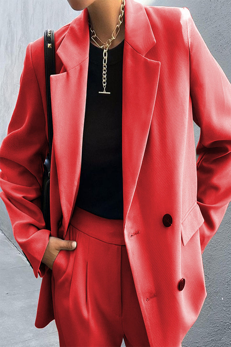 Victoria | Elegant solid color buttons, reversible collar, long sleeves, two piece