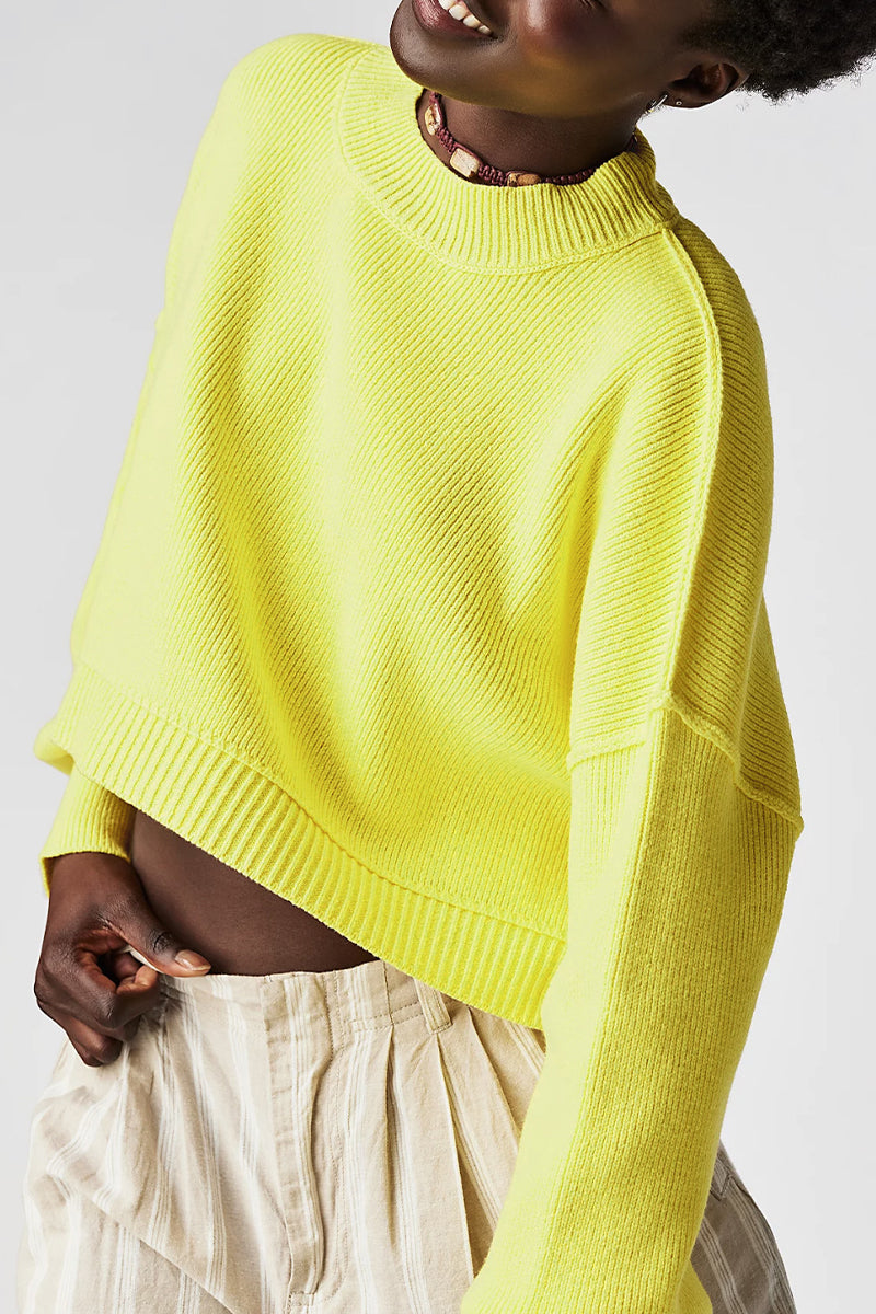 Yazmin | Casual solid patchwork O-neck tops