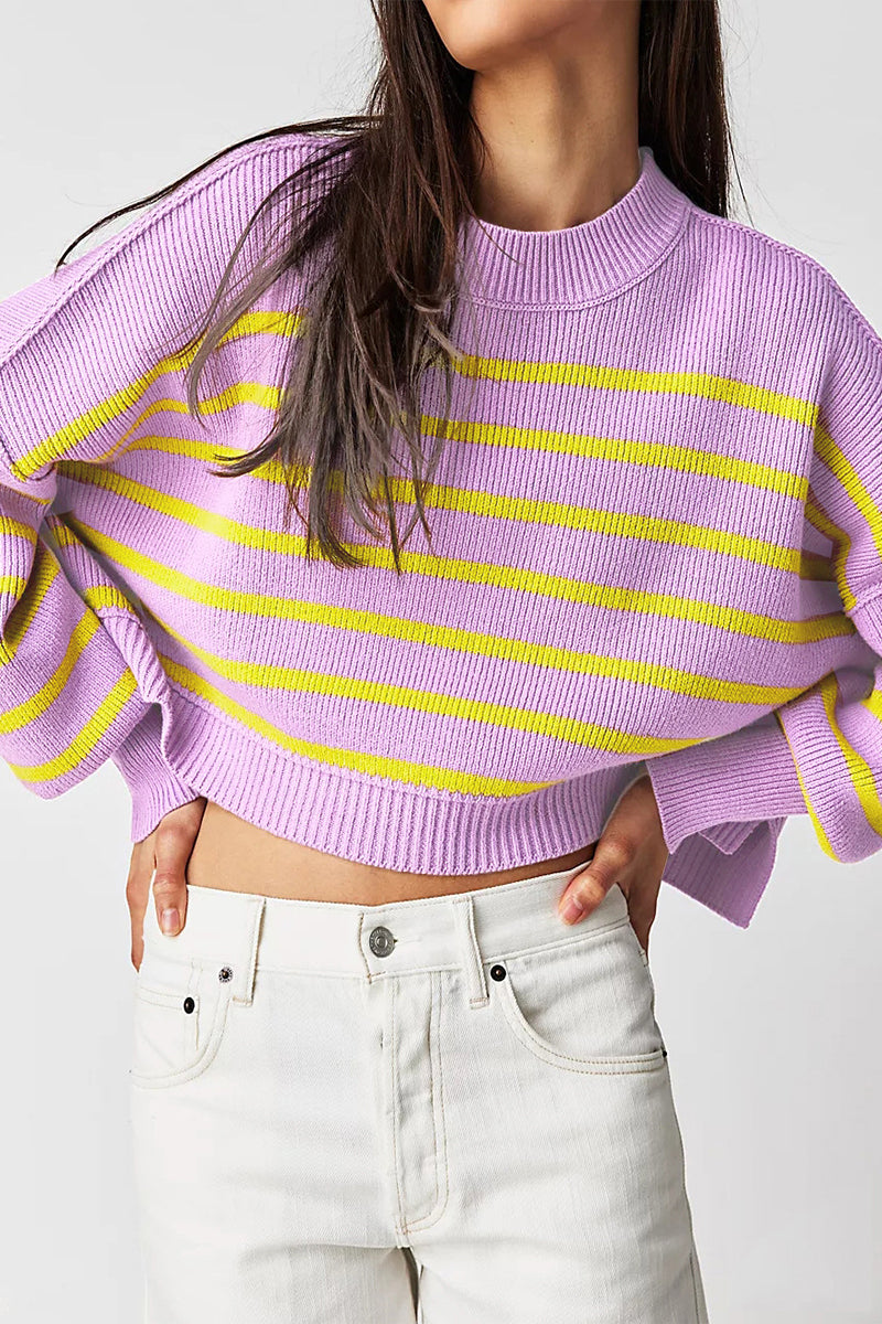 Yazmin | Casual solid patchwork O-neck tops