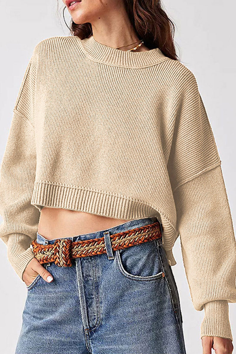 Yazmin | Casual solid patchwork O-neck tops