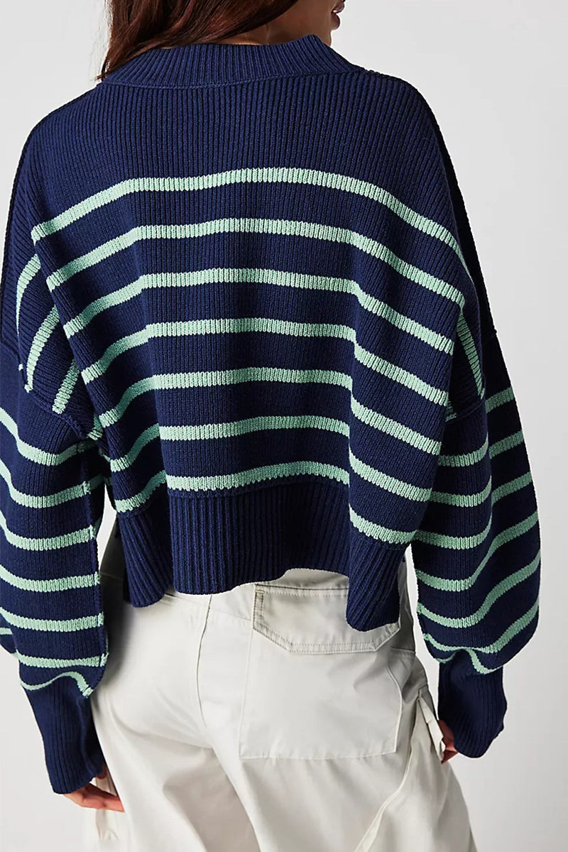 Yazmin | Casual solid patchwork O-neck tops