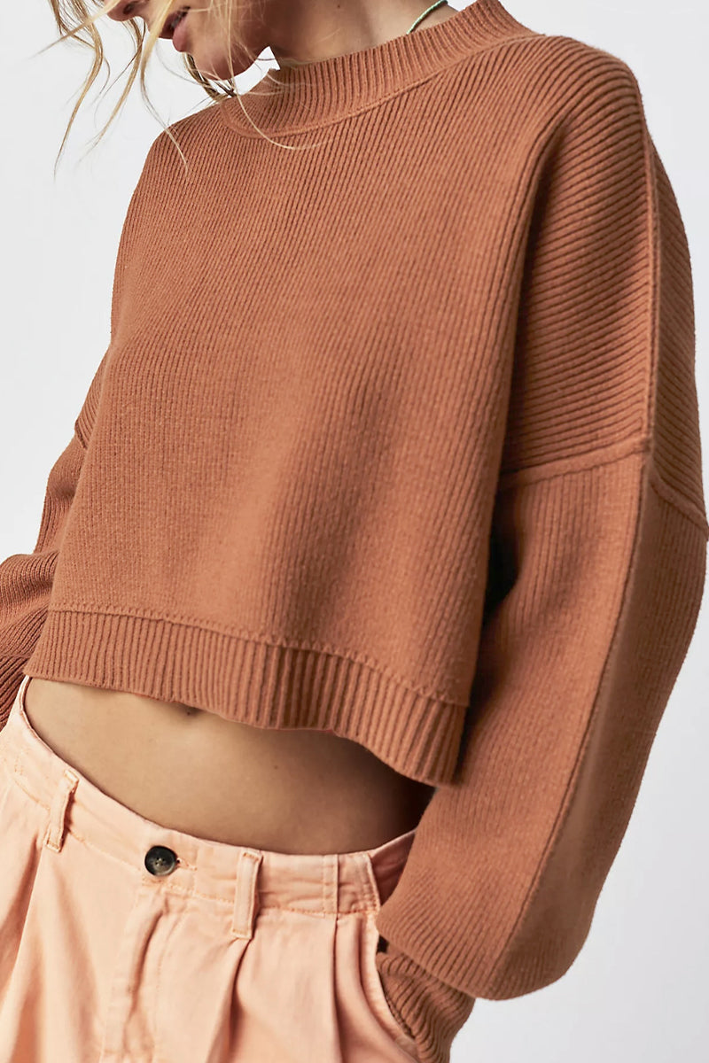 Yazmin | Casual solid patchwork O-neck tops