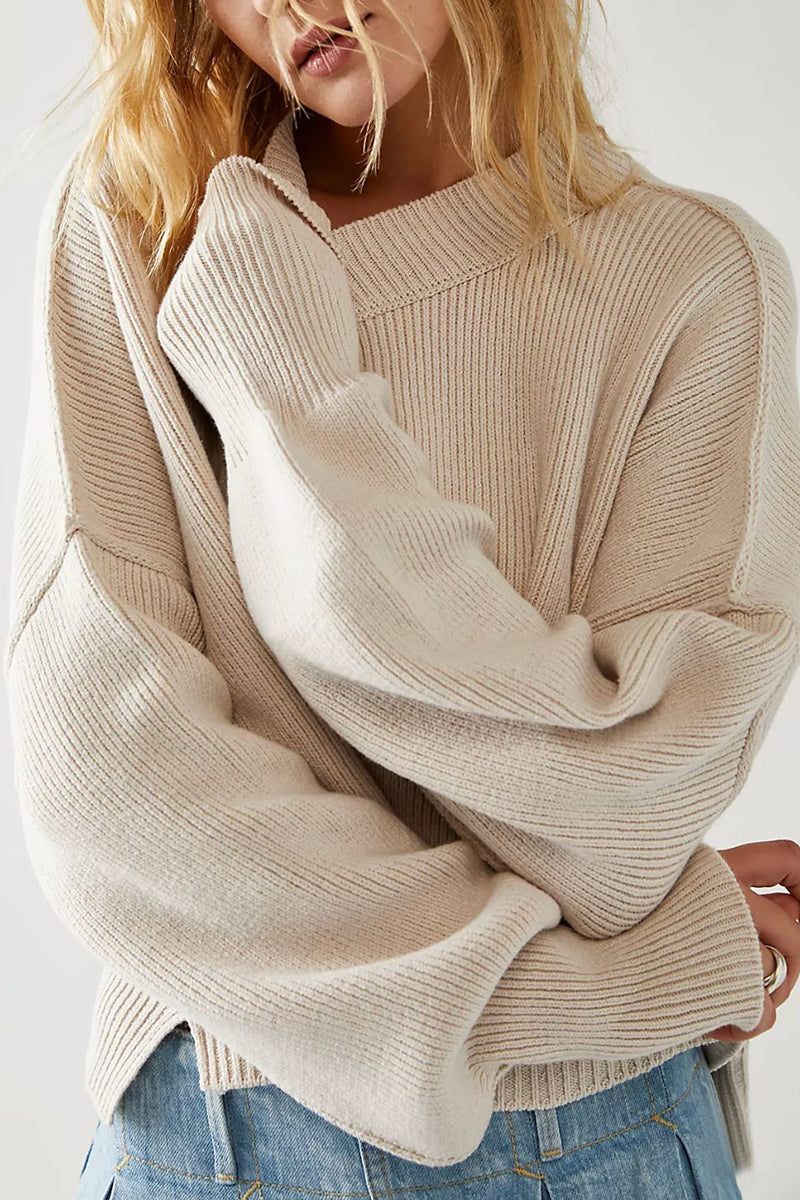 Yazmin | Casual solid patchwork O-neck tops