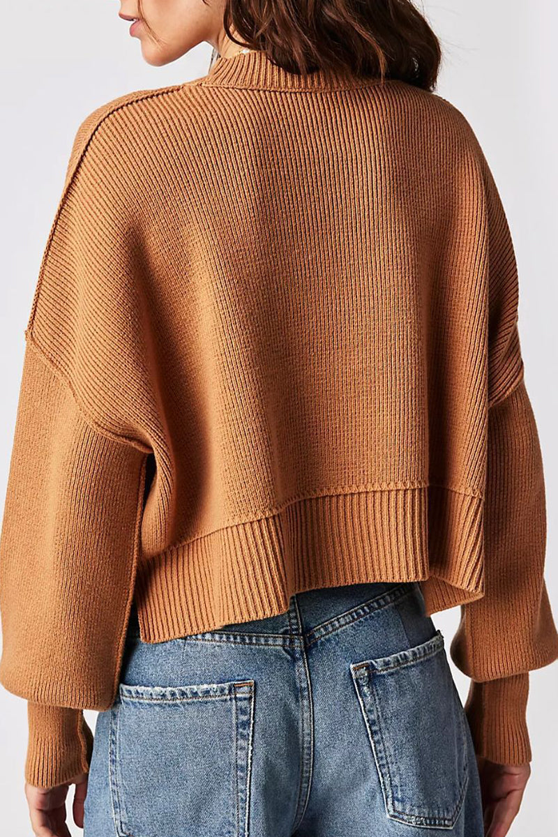 Yazmin | Casual solid patchwork O-neck tops