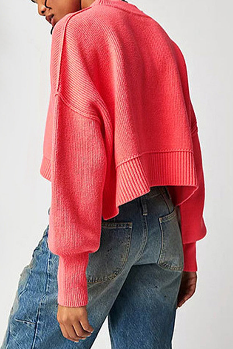 Yazmin | Casual solid patchwork O-neck tops
