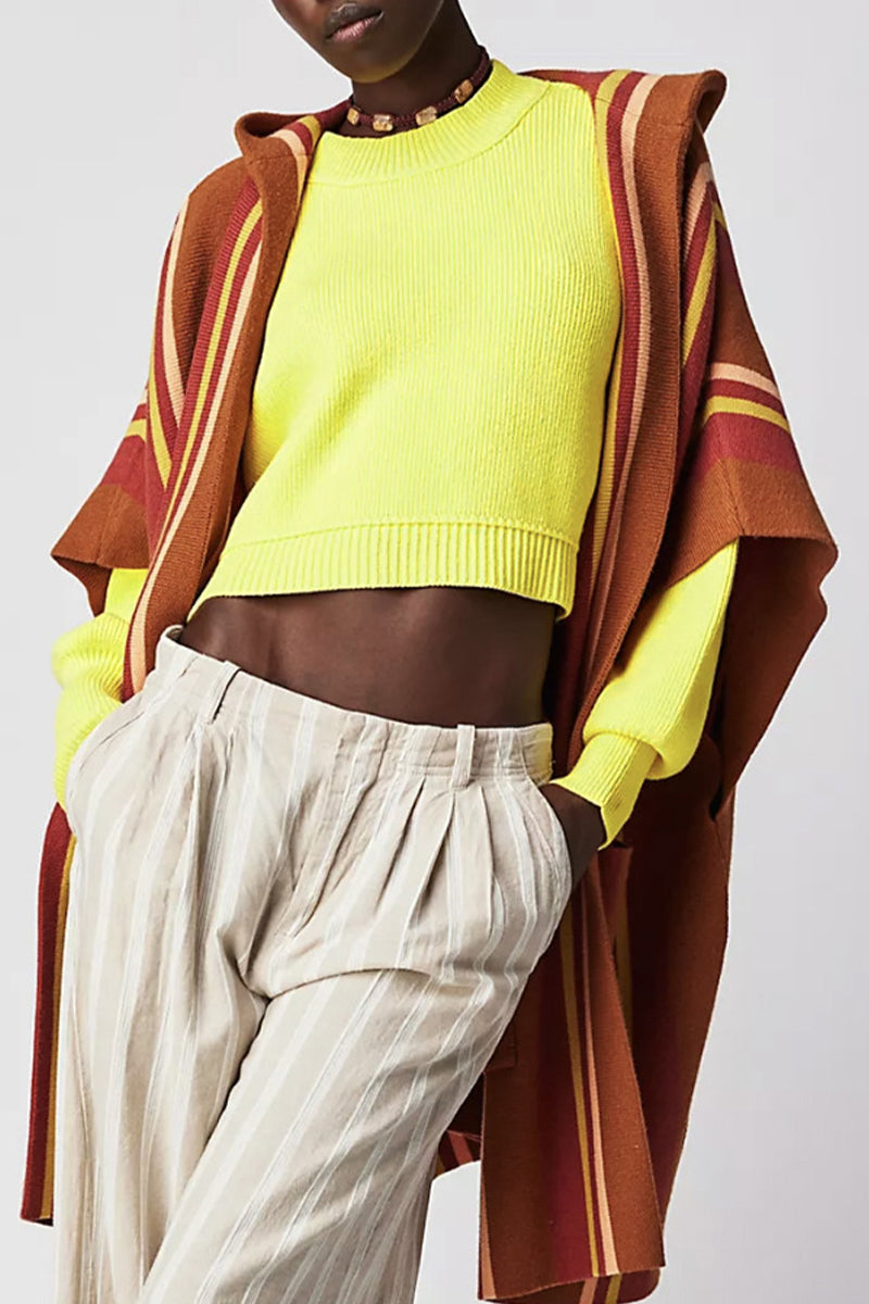 Yazmin | Casual solid patchwork O-neck tops