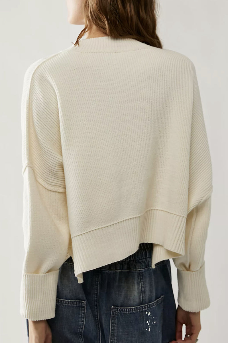 Yazmin | Casual solid patchwork O-neck tops