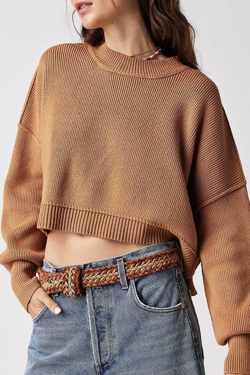 Yazmin | Casual solid patchwork O-neck tops