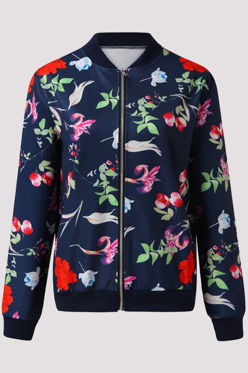 Zoe | Casual outerwear with floral patchwork and O-neck