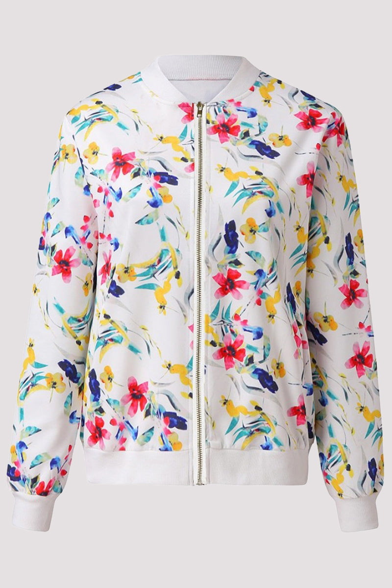 Zoe | Casual outerwear with floral patchwork and O-neck