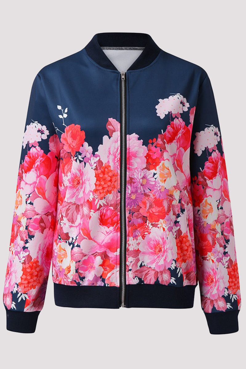 Zoe | Casual outerwear with floral patchwork and O-neck