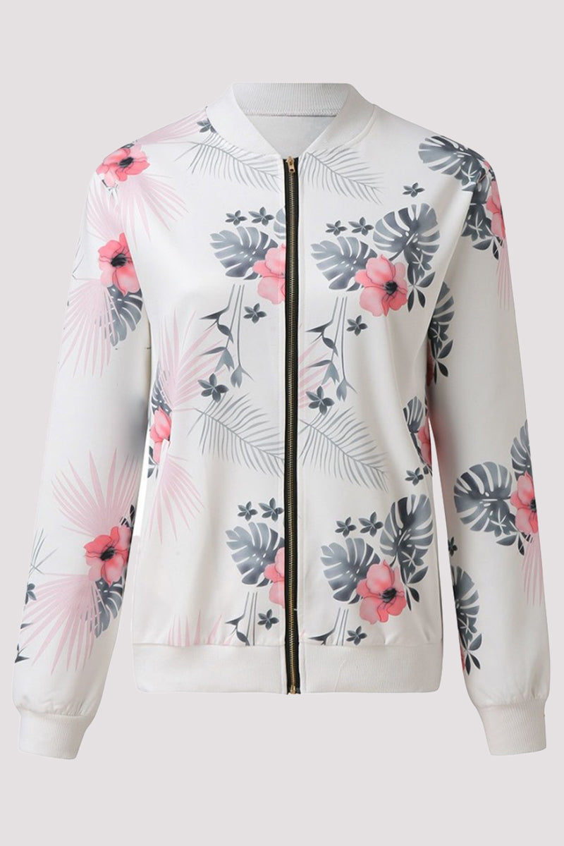Zoe | Casual outerwear with floral patchwork and O-neck