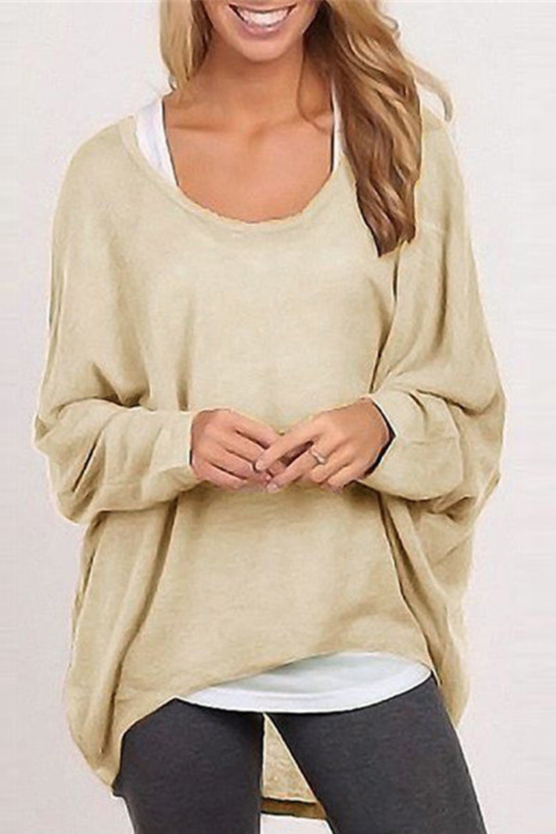 Adriana | Casual solid patchwork O-neck tops