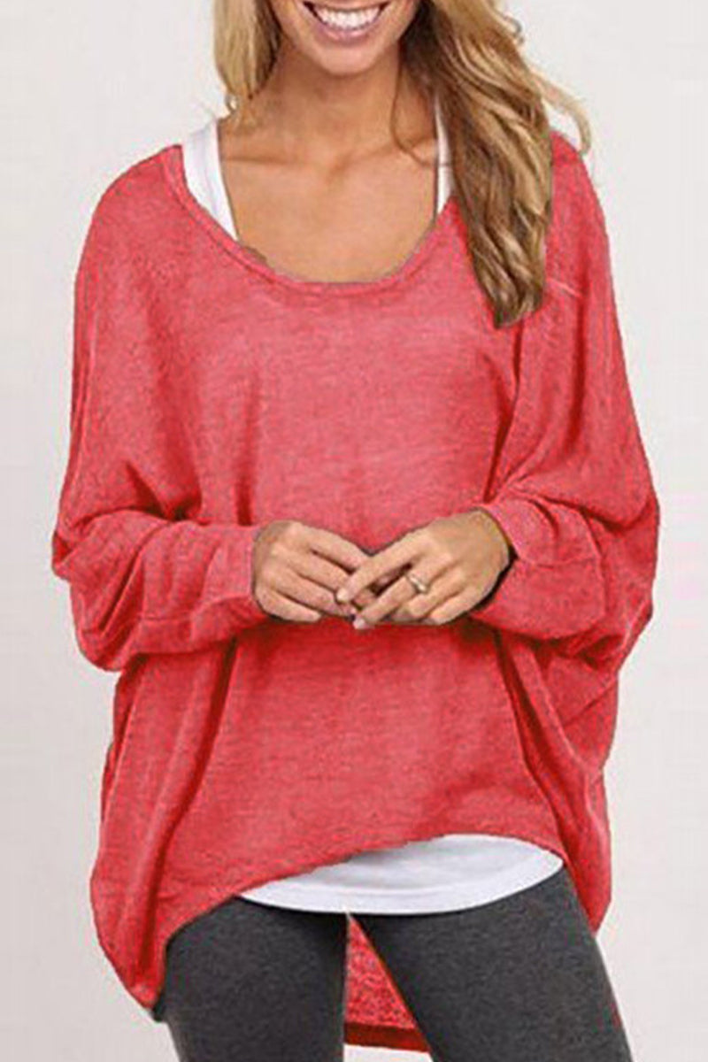 Adriana | Casual solid patchwork O-neck tops